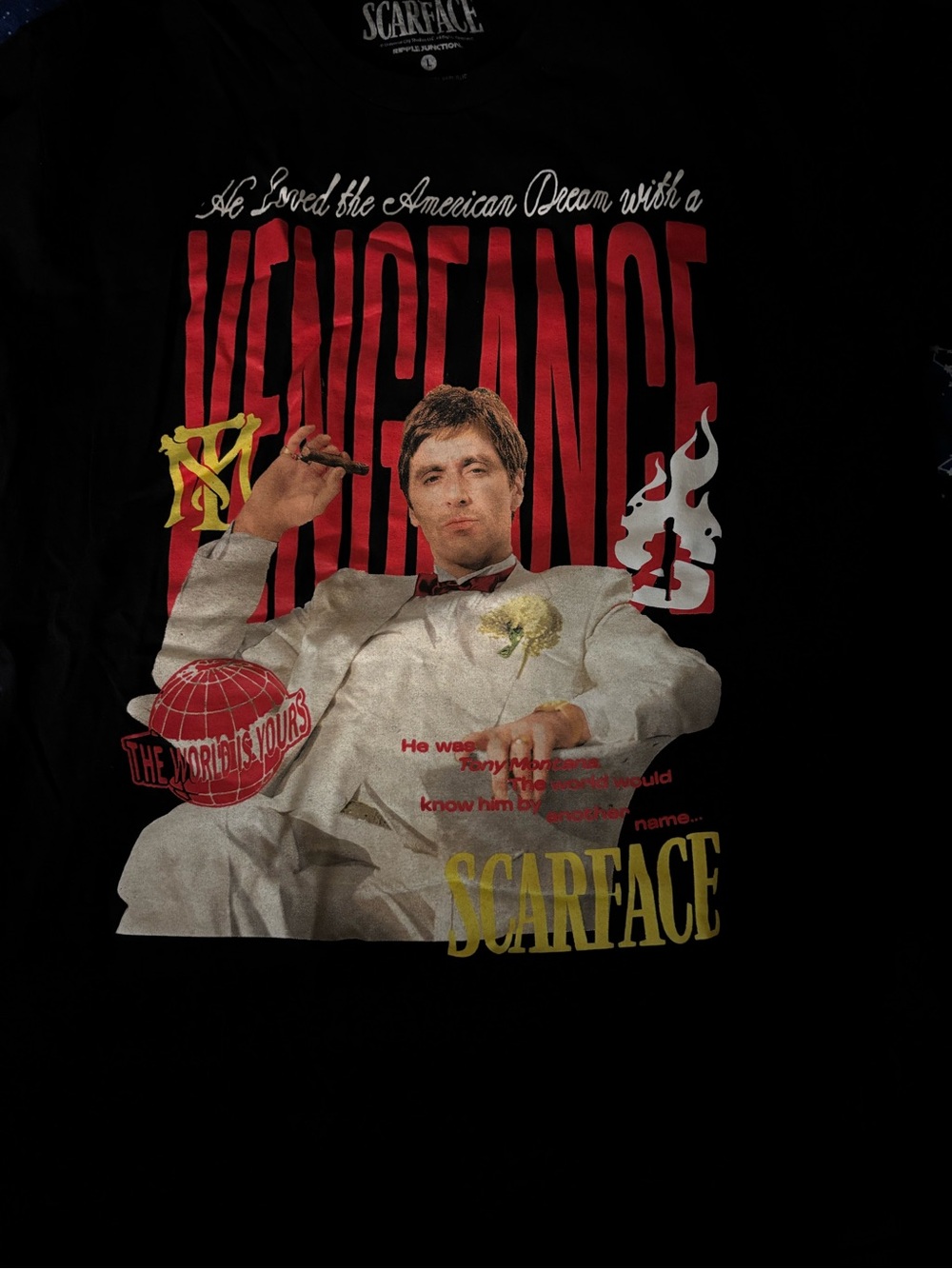 Scarface Vengeance Graphic Tee - Black with Red & Yellow Print